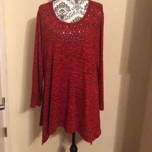 Philosophy red sweater, studded neckline